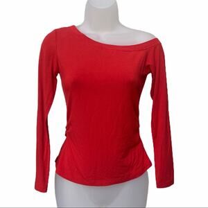 Lili Rose Off Shoulder Long Sleeve Red Ruched Top Women's Size Medium